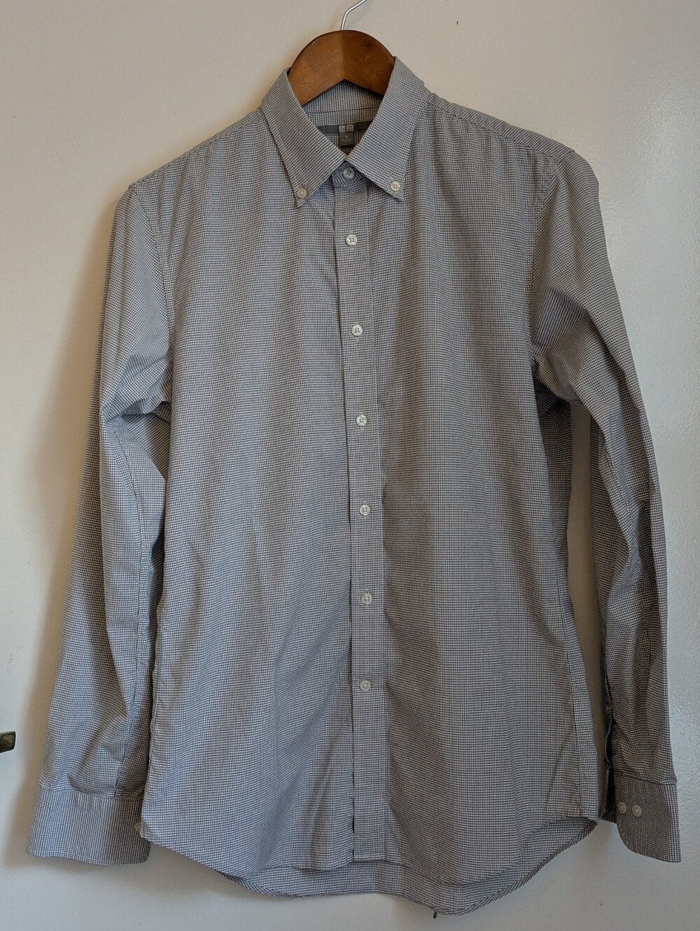 Uniqlo Bundle Slim Fit Small White Blue Plaid Button Down Long Sleeve Shirts - Picture 2 of 12